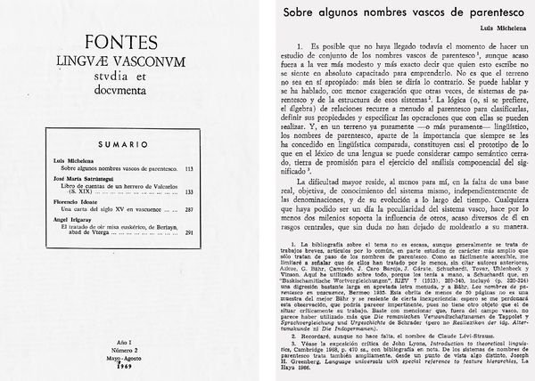 Fontes Linguae Vasconum. Fuente: Fontes Linguae Vasconum, n.º 2. Pamplona, 1969, p. 113.
