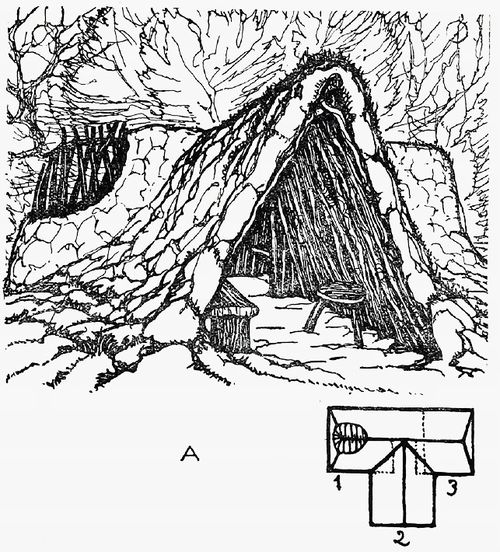 Antigua txabola de carboneros en Aloña (G). Fuente: José Agirre, Sociedad de Eusko-Folklore (1925-29).