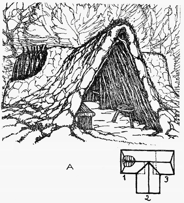 Antigua txabola de carboneros en Aloña (G). Fuente: José Agirre, Sociedad de Eusko-Folklore (1925-29).