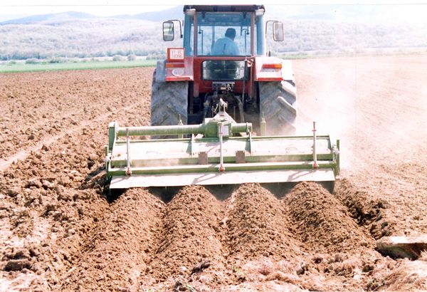 Preparando los caballones para las patatas. Argandoña (A), 2003. Fuente: Juan José Galdos, Grupos Etniker Euskalerria.