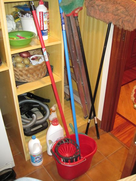 Productos y utensilios de limpieza en una vivienda urbana. Gernika-Lumo (B), 2011. Fuente: Segundo Oar-Arteta, Grupos Etniker Euskalerria.